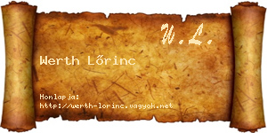 Werth Lőrinc névjegykártya