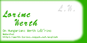 lorinc werth business card